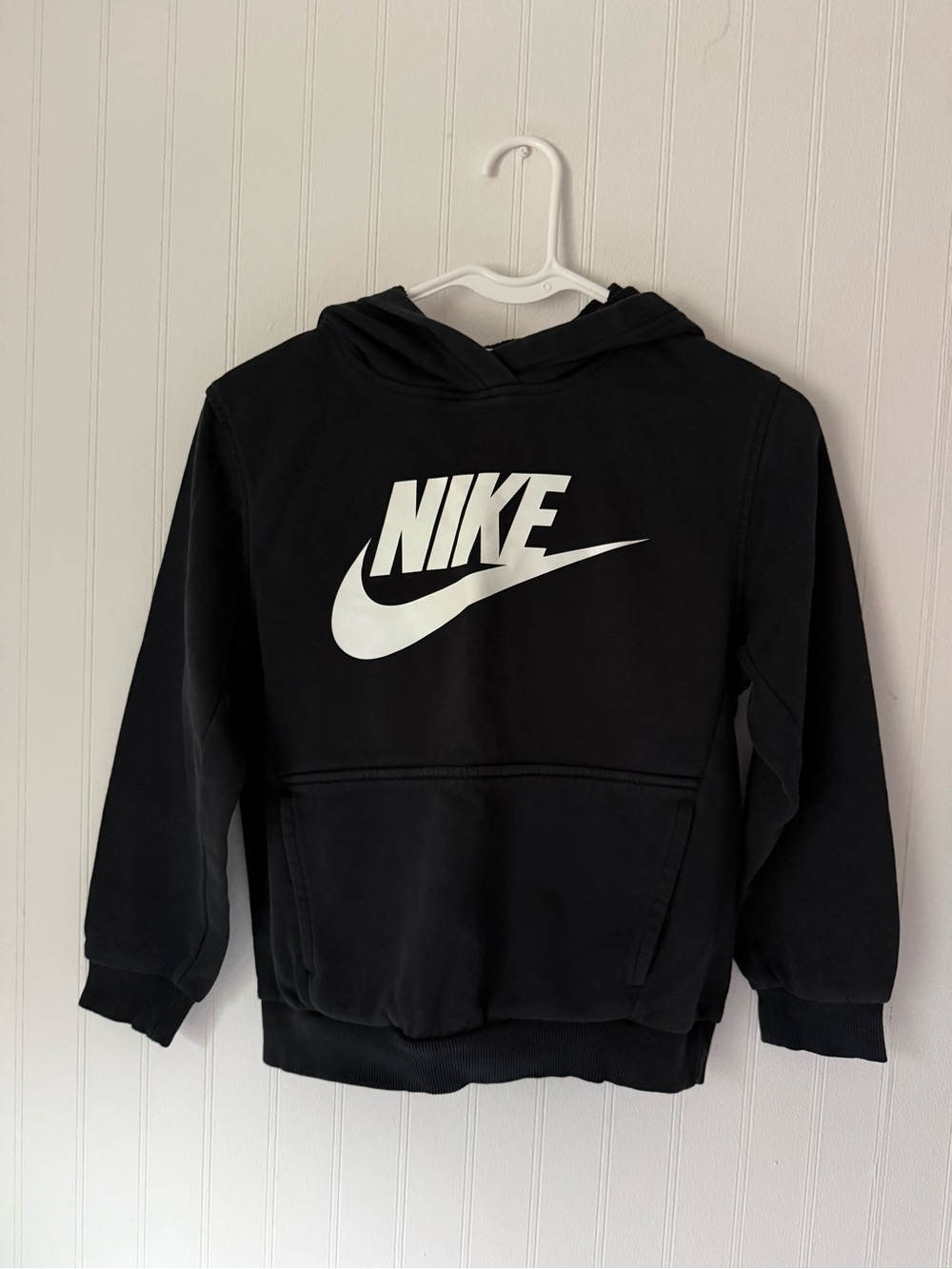 Nike Kids Black Hoodie with White Swoosh Logo